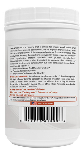 Citrato De Magnésio Em Pó Best Naturals 454g (pacote De 1) - Imagem 3