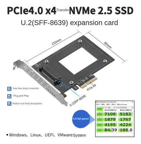J Placa De Expansão Pcie4.0 Para U.2 True Speed 7000 Mb - Imagem 3