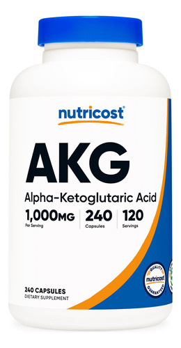 Suplemento Nutricost Akg Ácido Alfa Cetoglutárico 1.000 Mg