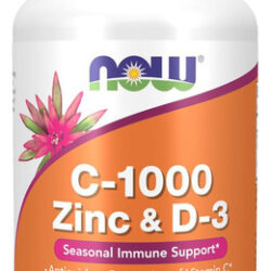 Suplementos Now, C-1000 Zinco E D-3, Suporte Imunológico Saz