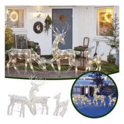 Kit 3 Enfeites De Natal De Renas Deer Glow Led Garden Kid