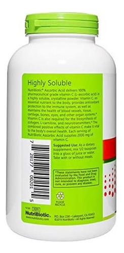 Vitamina C Nutribiotic 2000mg Por 2g (227 Porções) - Imagem 2