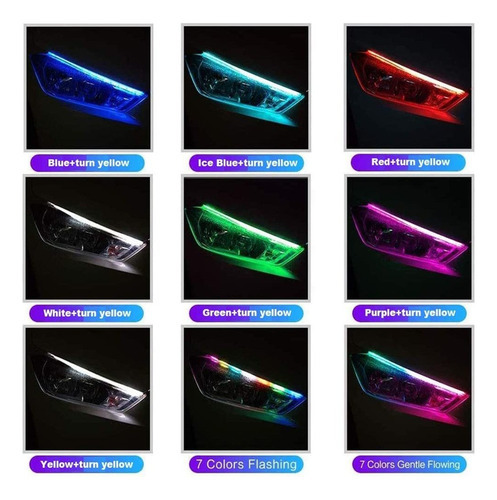 2 Par Fita Barra Led 60cm 12v Flexível Farol Drl Rgb Remote - Imagem 4