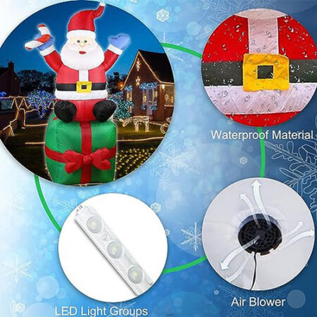 Decorações De Natal De 1,8 M Led Inflável Papai Noel - Imagem 5