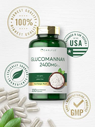 Carlyle Glucomannan Cápsulas | 200 Contagem | Comprimidos De - Imagem 4