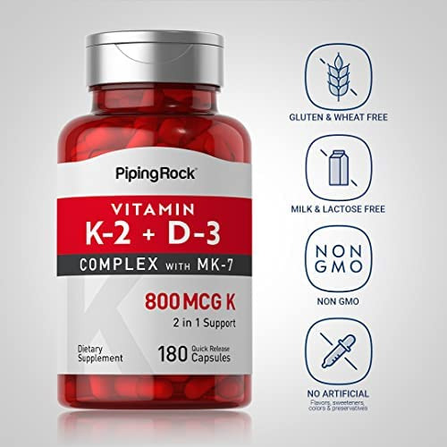 Piping Rock Vitamina K2 Mk7 Com D3 | 180 Cápsulas | Complexo - Imagem 3