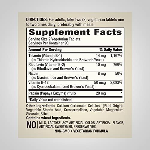 Piping Rock Complexo De Vitamina B | 180 Comprimidos | Com B - Imagem 2