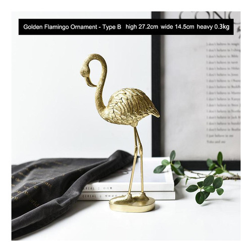 Estátua De Resina De Flamingo Dourado Escultura B B Ouro - Imagem 6