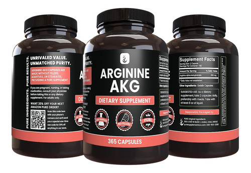 Ingredientes Originais Puro Arginina Aakg (365 Cápsulas) Sem - Imagem 4