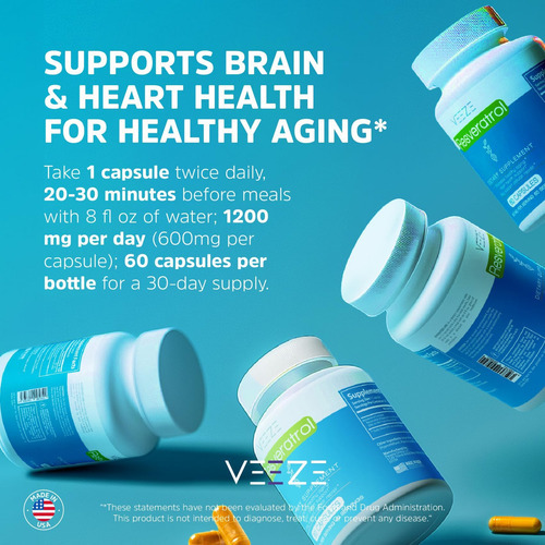 Suplemento De Resveratrol Veeze 600mg 60 Cápsulas E 60 Porçõ - Imagem 7