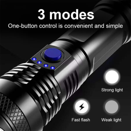Lanterna Carregável Usb De 300 Minutos Strong Light 3 Modos - Imagem 4