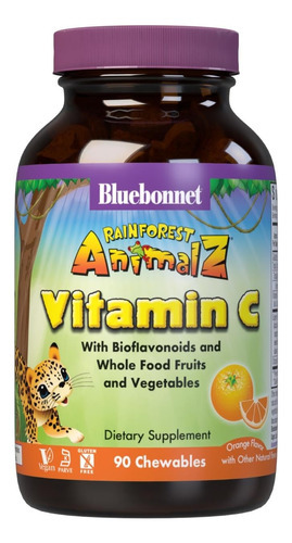 Vitamina C Bluebonnet 250mg 90 Comprimidos Mastigáveis