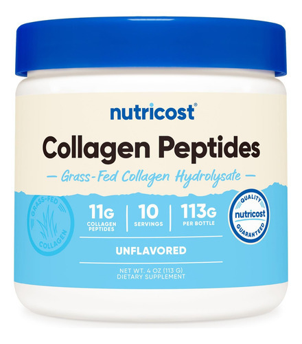 Colágeno Em Pó De Colágeno Alimentado Com Nutricost 4 Oz (se