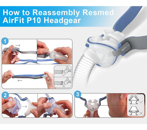 5 Peças De Capacete Para Almofada Nasal Airfit P10, Alças De - Imagem 7