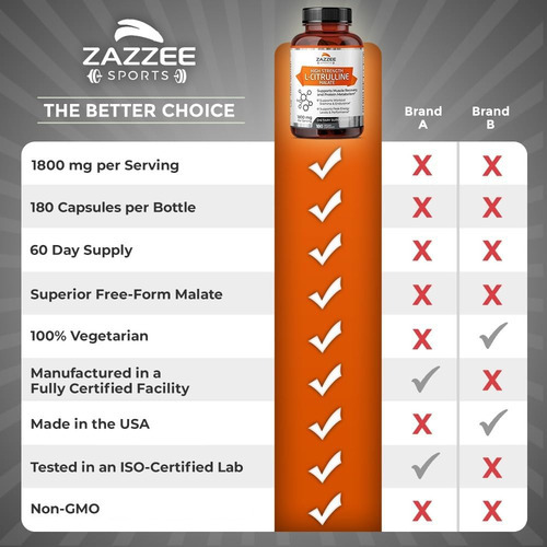 Zazzee De Alta Resistência L-citrulina Malato, 1800 Mg Por P - Imagem 8