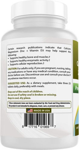 Best Naturals Cálcio Magnésio Zinco Com Vitamina D3, 150 Com - Imagem 7