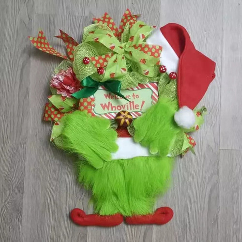 Guirlanda De Natal Grinch, Decoração De Grinalda De Porta De - Imagem 10