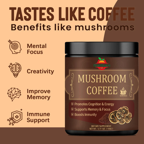 Café Com Cogumelos - Mistura Adaptogênica De 5 Cogumelos - C - Imagem 3