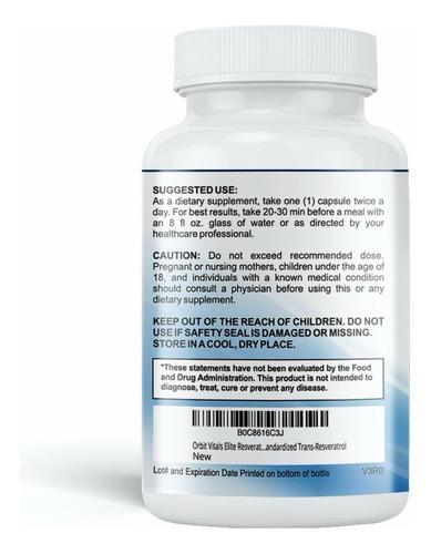 Orbit Vitals Elite Resveratrol 600 Complexo Padronizado Tran - Imagem 3