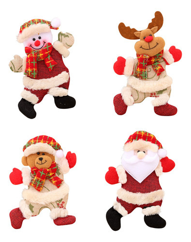 Decoração De Natal, 4 Peças De Enfeites, Presente, Papai Noe