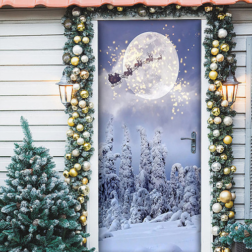 Decoração De Capa De Porta De Natal J, Pano Pendurado, Festi - Imagem 3
