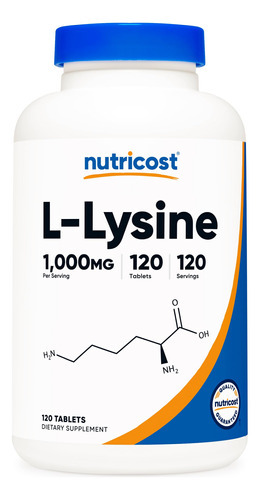 Suplemento Nutricost L-lisina 1000 Mg 120 Comprimidos