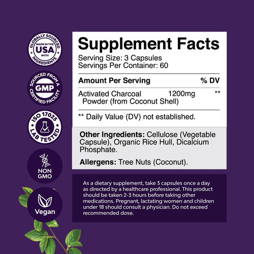 Suplemento De Carvão Vegetal Natures Craft Cleanse And Detox - Imagem 2