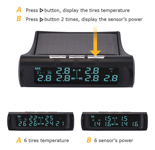 Monitor De Pressão De Pneu De Carro Sem Fio 6 Sensores Exter - Imagem 9