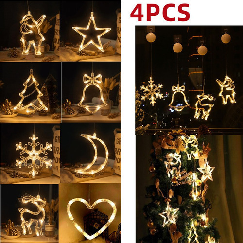 4 Peças De Luzes De Natal Led Sucker Pingente Suprimentos De - Imagem 2