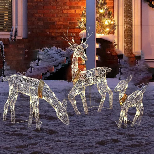 X Grande Rena De Natal* 3 Conjuntos De Iluminação De Jardim - Imagem 10