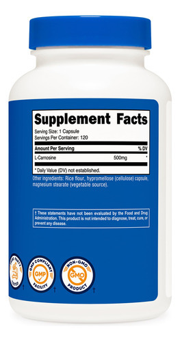 Suplemento Nutricost L-carnosina 500mg 120 Cápsulas - Imagem 6