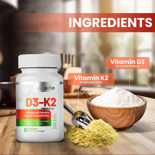Livegood Vitamina D3 + K2 Suporte Totalmente Natural Para O - Imagem 2