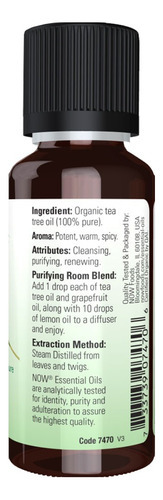 Óleo De Tea Tree Puro Now Foods 30 Ml Orgânico Importado - Imagem 2
