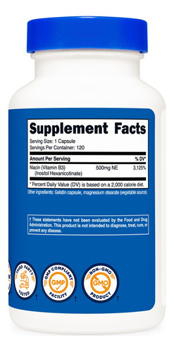 Suplemento Nutricost Niacina (sem Rubor) Inositol Hexanicoti - Imagem 6