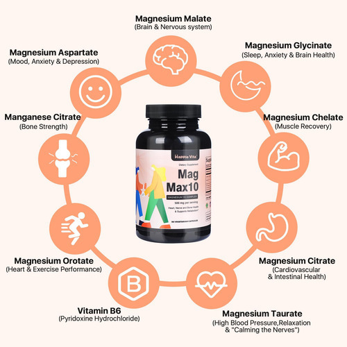 Suplemento Complexo De Magnésio Magmax10 500 Mg, 10 Formas D - Imagem 4
