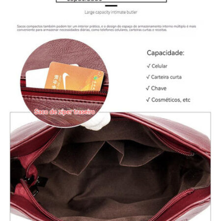 Bolsa De Ombro Tiracolo Em Couro Sintético Médio Promocional - Imagem 7