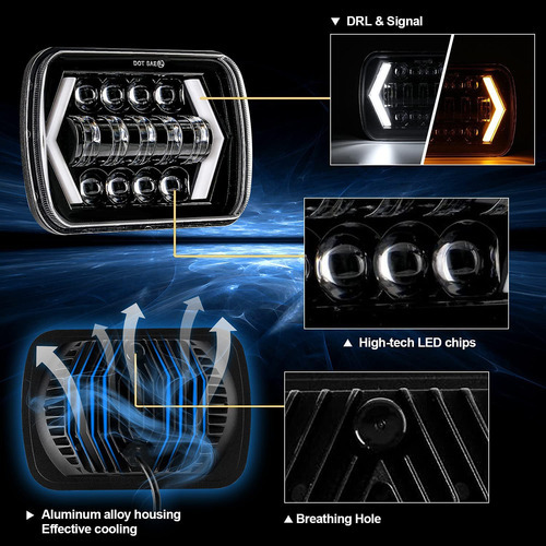 Farol Led 5x7 Troller Rf Wrangler Gmc 3500 Drl - Imagem 3