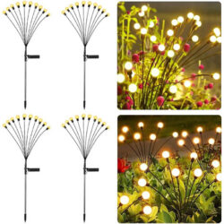 Kit 4 De Iluminação Solar De Jardim -10 Leds Firefly Lights