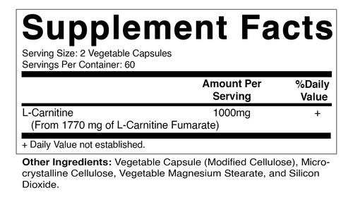 Fumarato De L-carnitina Vitamatic 1000 Mg - 120 Cápsulas Veg - Imagem 2