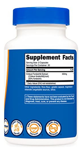 Suplemento Nutricost Coleus Forskohlii 500mg 60 Cápsulas - Imagem 4