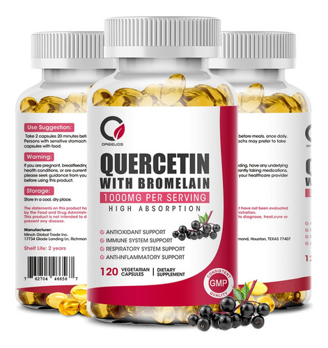 Quercetina Com Bromelaína 1000mg 120 Cápsulas Com Vitamina C - Imagem 7