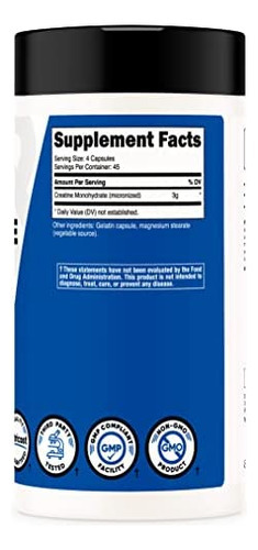 Nutricost Creatina Monohidratada 3.000 Mg, 180 Cápsulas (75 - Imagem 3