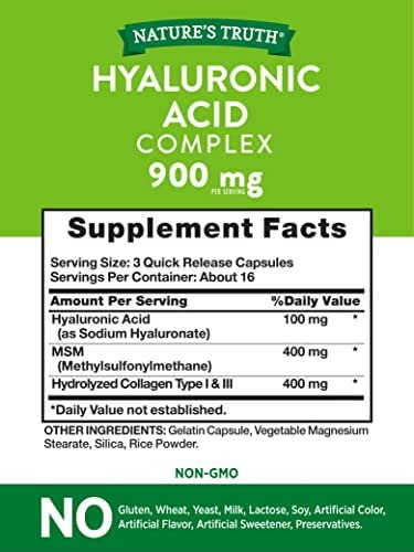 Natures Truth Ácido Hialurônico 900 Mg Cápsulas, 50 Contage - Imagem 5