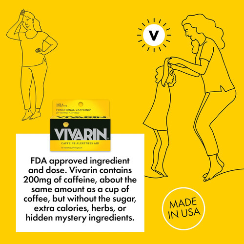 Vivarina, Pílulas De Cafeína, 200mg De Cafeína Por Dose, Com - Imagem 3