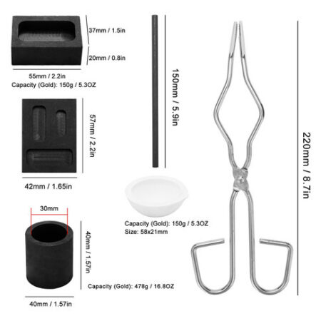 6 Pcs Tocha Fusão Prata Grafite Cadinho Kit Grafite - Imagem 6