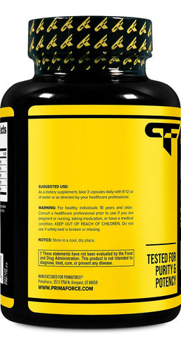 Primaforce Nitric Oxide Booster (2,250mg, 120 Cápsulas) -... - Imagem 3