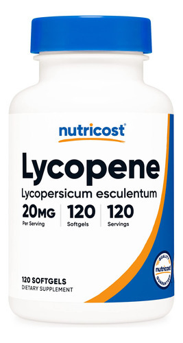 Suplemento Nutricost Lycopene 20mg 120 Cápsulas Gelatinosas