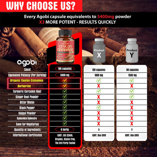 Suplemento Agobi Ceylon Canela Com Berberina 5400 Mg 180 Cáp - Imagem 4