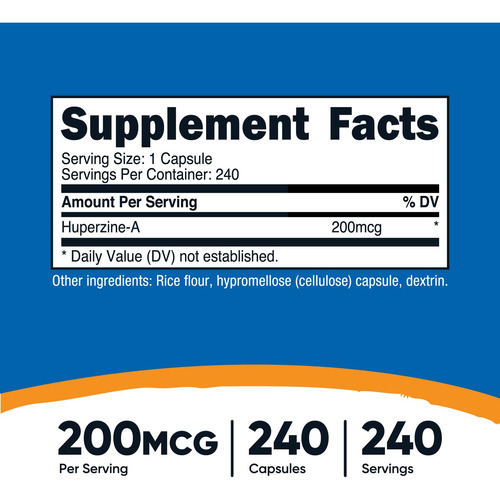 Suplemento Nutricost Huperzine A 200mcg 240 Cápsulas - Imagem 2