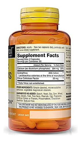 Mason Natural Probiótico Acidophilus Com Pectina E Cálcio - - Imagem 2